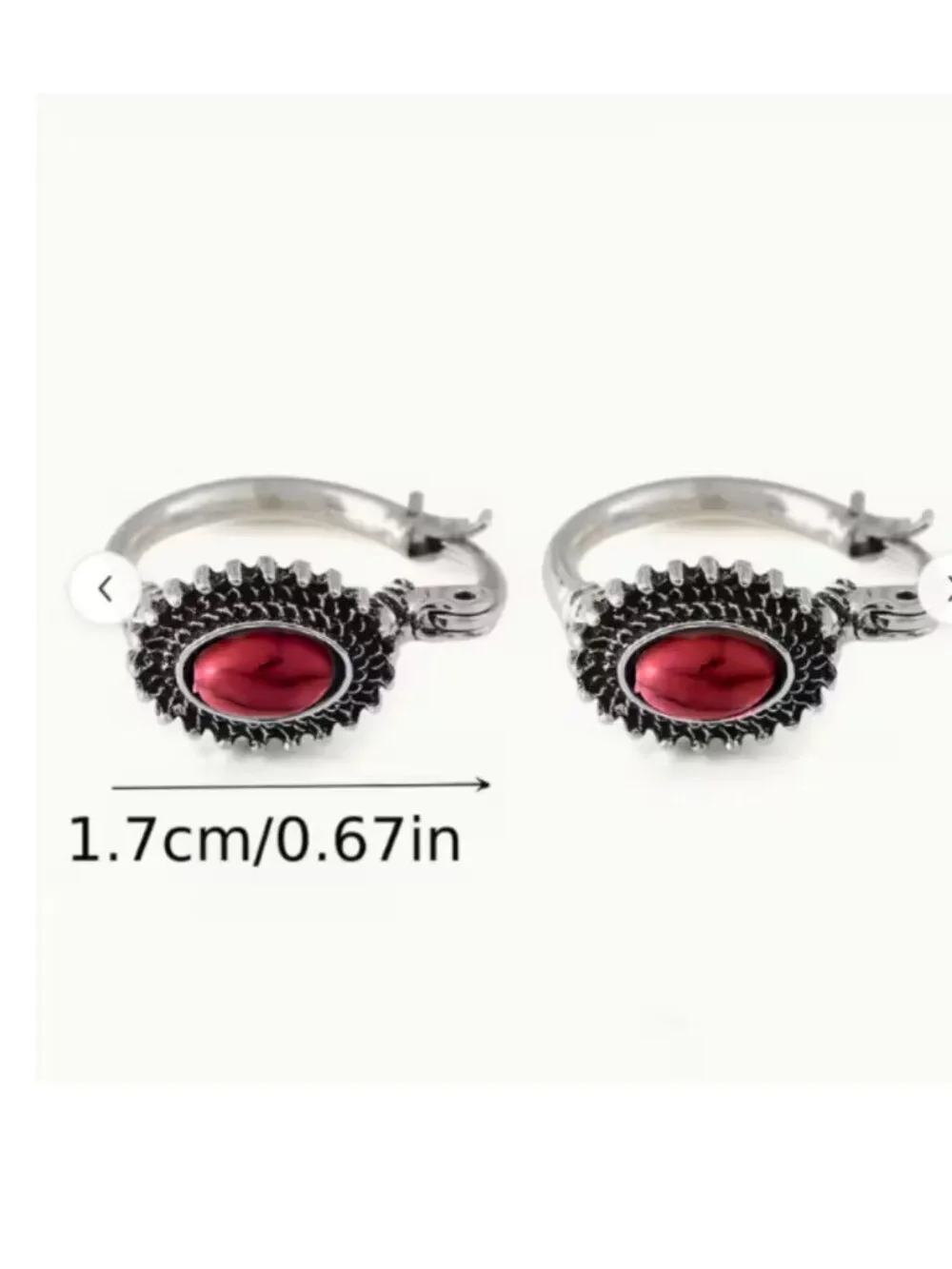 NWT Silver Plated Faux Carnelian Hoop Earrings Boho